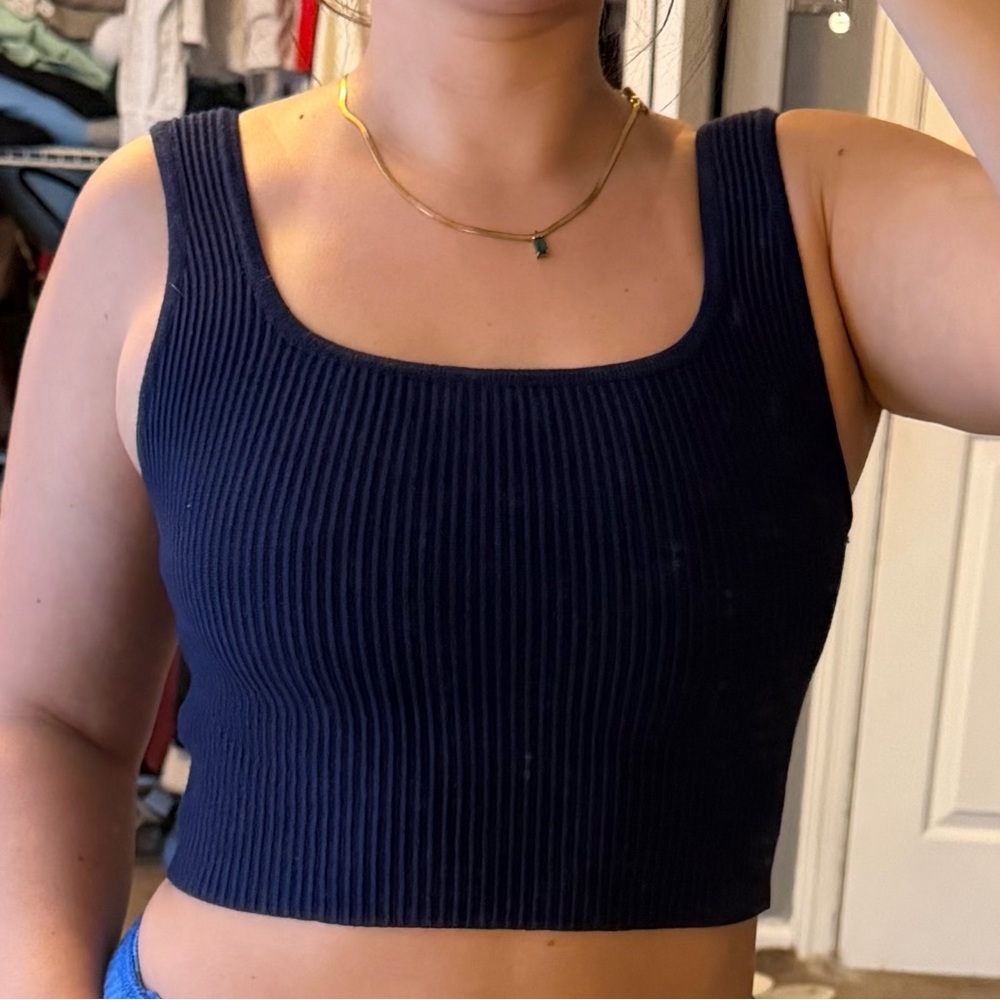 Navy Ribbed Tank Top
